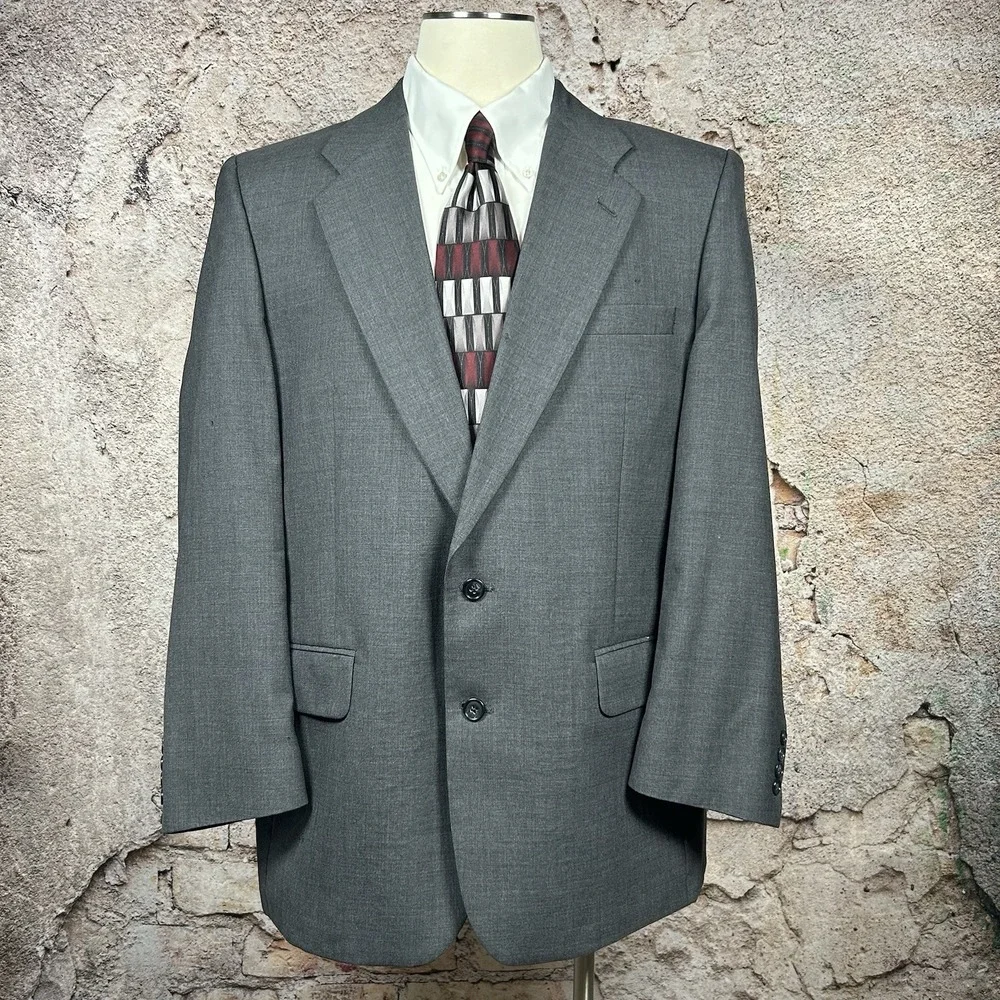 Vintage Burberrys Men's Blazer Sport Coat Jacket 100% Wool Gray FLAWS SEE PICS‎